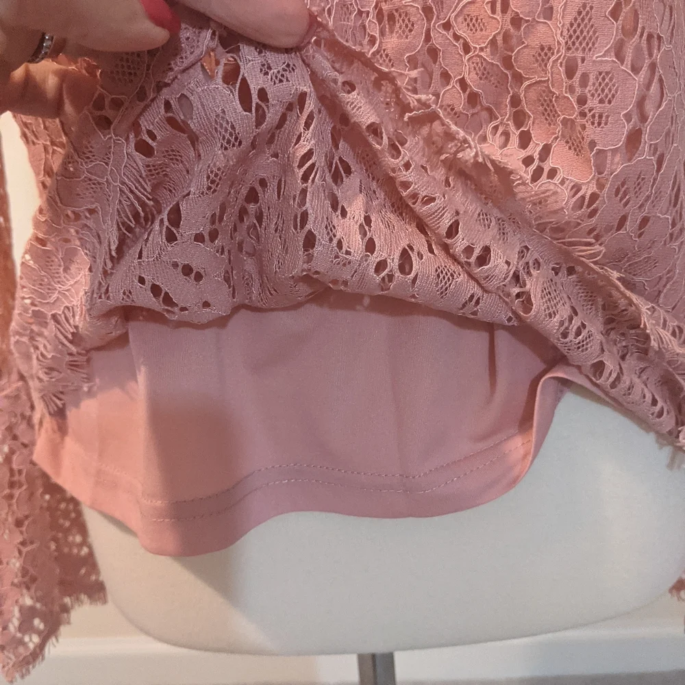 Adrienne Vittadini Pink Lace Blouse S New - Picture 2 of 6